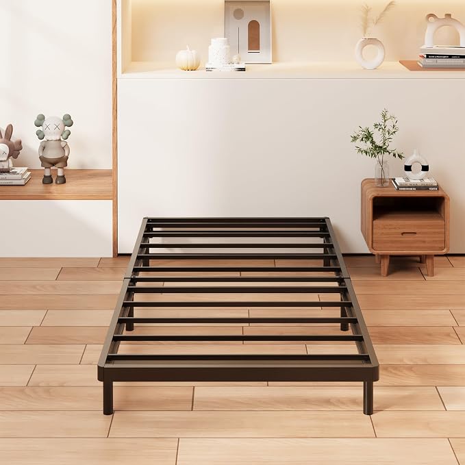 Yicensen 1.6 Inch Bunkie Board Twin Low Profile Heavy Duty Metal Box Spring Twin Bed Base Sturdy Mattress Foundation, Easy Assembly, Noise Free, Black