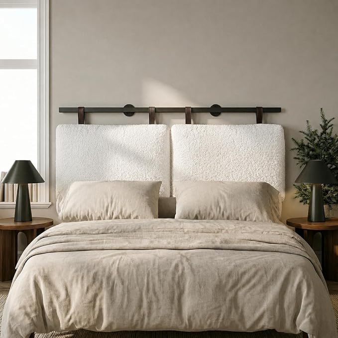 King Headboard only, Wall Mounted Headboard for Adjustable Bed, Hanging Head Board for King Size Bed Upholstered Headboard Cabeceras De Cama for Bedroom, Dorm, Guest Room, White