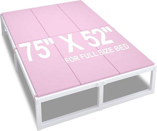 Lutown-Teen Bunkie Board Full Under Mattress High-Density Polymer Full Size Bunkie Board Anti-Sag, Breathable, Moisture Resistant, Noise Minimizing, Pink