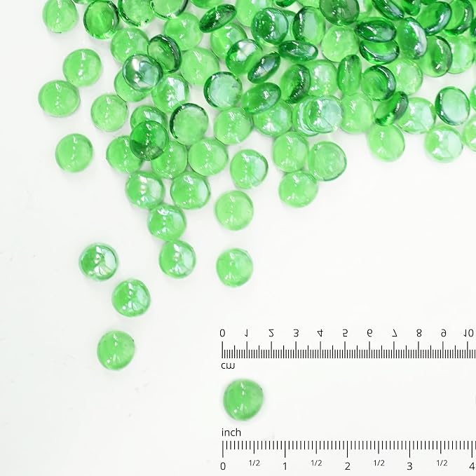 Fire Glass 5 Pound Green Glass Beads for Fire Pit 1/2 inch Tempered Glass Rocks