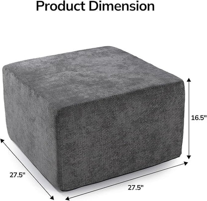 MONVANE Ottoman for Modular Sectional Cloud Couch, Chenille Deep Seat Boneless Couch for Living Room, Bedroom and Apartment, No Assembly Required, DIY Combination, Grey