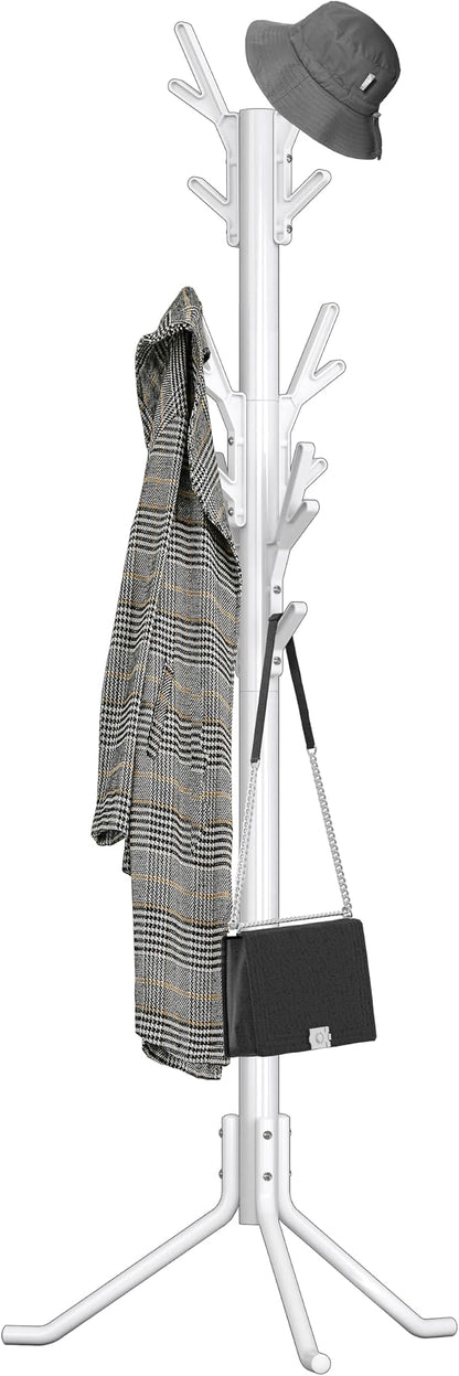 Simple Houseware Standing Coat and Hat Hanger Organizer Tree Shaped Rack for Entryway, Bedroom, and Hallway, 18 Hooks, White