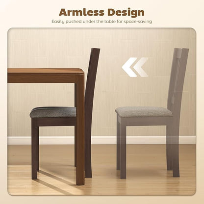HOMCOM Dining Chairs Set of 2, Upholstered Kitchen Chairs with Rubberwood Frame, Padded Seat and Slat-Back for Living Room, Dining Room, Kitchen, Espresso