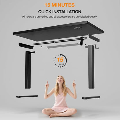 Acrolix Electric Standing Desk, Height Adjustable Home Office Desk with Memory Presets & Cable Management,Black Sit Stand Desk for Work from Home, Ergonomic Computer Desk (48" x 24")