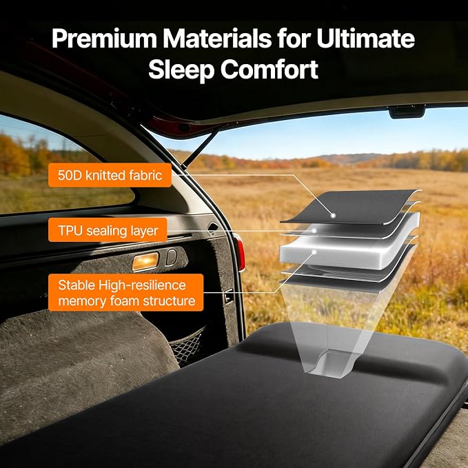 OGERY Self-Inflating Sleeping Pad with Built-in Foot Pump, 3" Memory Camping Mattress Pad, Quiet & 9.5 R-Value Insulated Sleeping Mat Camping Essential Gear for Car Tent Camping