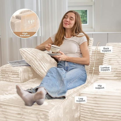 Luxanimarion 131'' U Shaped Sectional Couches with Chaise Lounge, U-Shaped Boneless Deep Seat Modular Sofa for Living Room 1PCS, Bedroom(Beige)