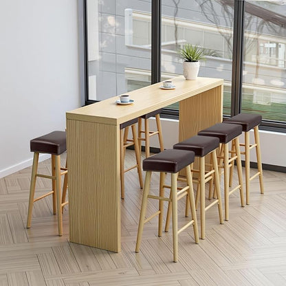 PU Leather Bar Stool Covers Rectangular, 100% Waterproof Stool Covers Rectangle Super Stretch 20% Thicker Leather Saddle Stools Cover Rectangular Counter Bar Stools with Elastic Band (4 PCS, Brown)