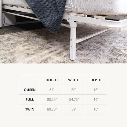 Wilding Wallbeds Deluxe Murphy Bed Frame (Queen) Vertical Wallbed, Powder-Coated Steel Frame for Folding Cabinet, Pull-Out Bed, Hidden Bed