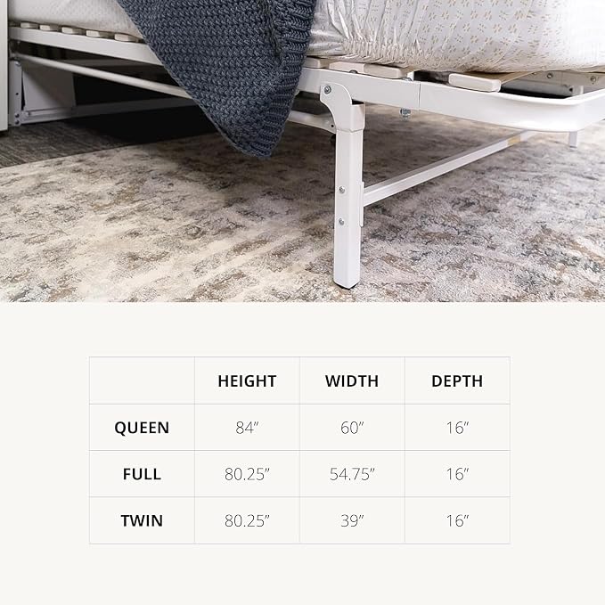 Wilding Wallbeds Deluxe Murphy Bed Frame (Full) Vertical Wallbed, Powder-Coated Steel Frame for Folding Cabinet, Pull-Out Bed, Hidden Bed
