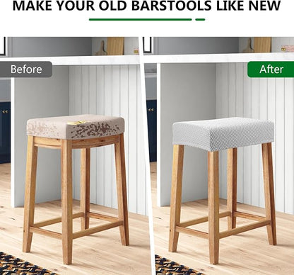 YISUN Stool Covers Rectangle - 2 Pack Stretch Waterproof Saddle Seat Cover Counter Bar Stools Bar Chairs Covers Kitchen Island Chairs Cushion Protector