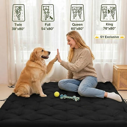 Syrinx Water Resistant Japanese Futon Mattress, Full Size 75"x54", 4 Inch Thick Japanese Floor Mattress Tatami Mat, Foldable Floor Bed Sleeping Pad for Dormitory Guest Room Camping