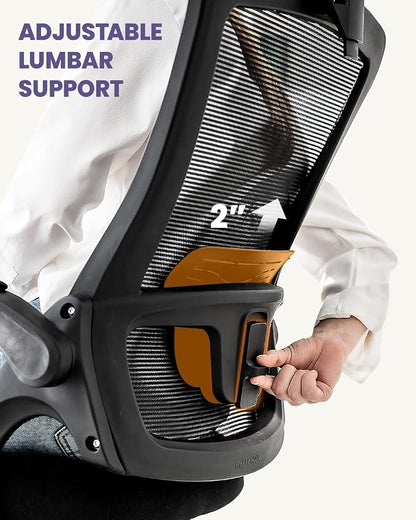 NEO Chair Office Desk Chair Gaming Computer High Back Support Mesh Comfy Seat with Adjustable Ergonomic Headrest Lumbar Rolling Flip-up Armrests and Wheels (Mesh Black)
