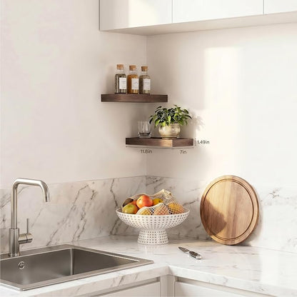 Bathroom Floating Shelves for Wall-11.8'' Wall Mounted Shelves Over Toilet Farmhouse Home Decor Display Bookshelf(Set of 2,Smoke Gray)