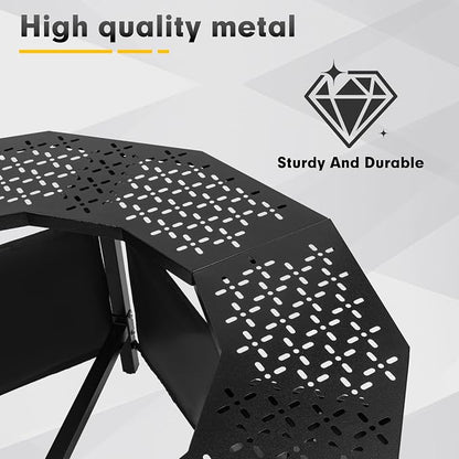 44 Inch Fire Pit Surround Tabletop for Solo Stove Bonfire up to 23.5" and Most Wood Burning Fire Pits, 24.5 in Inner, Coated Metal Outdoor Fire Pit Table with 360° Safety Barrier