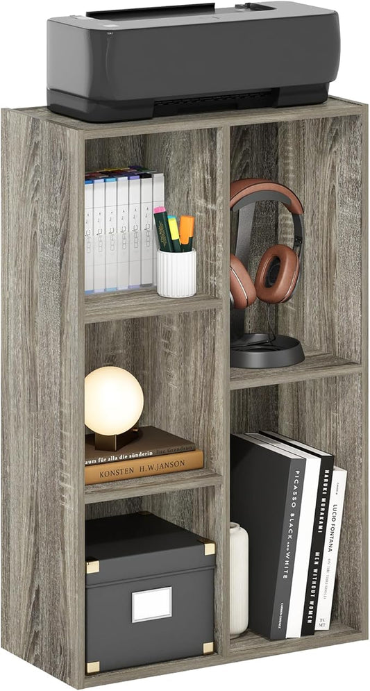 Furinno LUDER Book Shelf, 5-Cube Bookshelf, Reversible Bookcase, 9.4 x 19.5 x 31.5, Easy Assembly, for Living Room, Bedroom, Home Office, French Oak