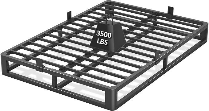 Bilily 6 Inch Full Bed Frame with Round Corner, Heavy Duty 3500 LBS Steel Slats Support with Mattress Slide Stopper, No Box Spring Needed, Noise Free, Easy Assembly