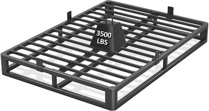 Bilily 6 Inch Full Bed Frame with Round Corner, Heavy Duty 3500 LBS Steel Slats Support with Mattress Slide Stopper, No Box Spring Needed, Noise Free, Easy Assembly