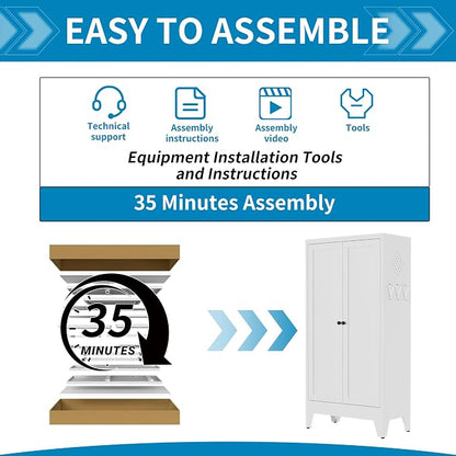 48" H White Steel Pantry Storage Cabinet with 3 Adjustable Shelves | 4-Tier Tall Metal Cabinets for Kitchen, Living Room, Garage, Heavy Duty Freestanding Utility Cabinet, Assembly Required