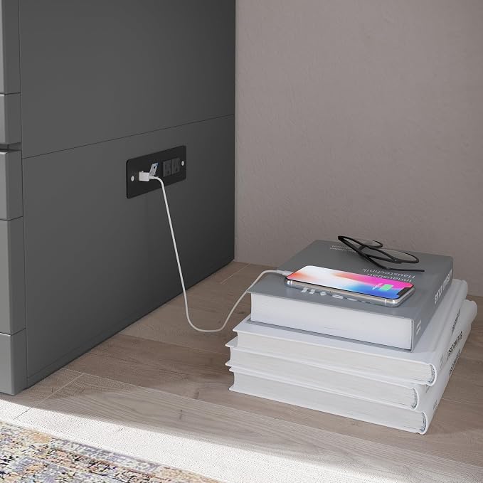 AFI, Southampton Murphy Bed Chest Full with 6" Mattress, Built-in USB Charger & Storage Drawer, Grey