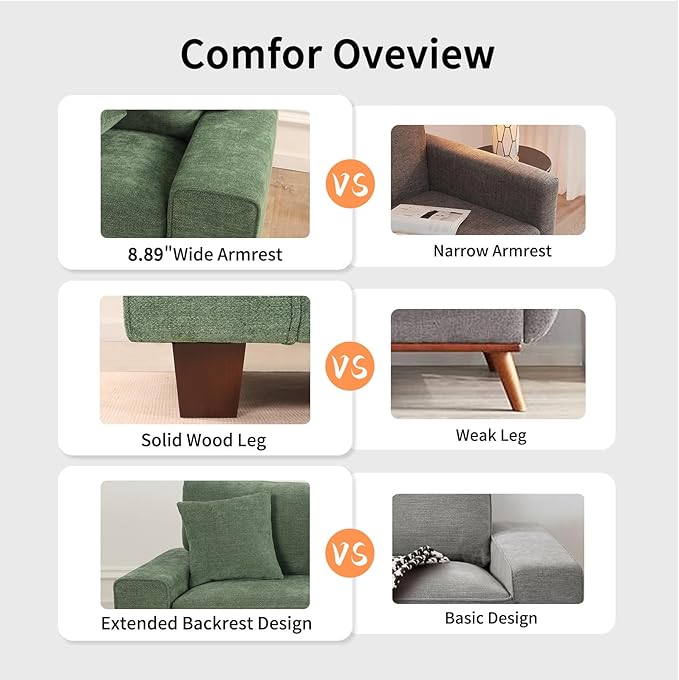DOPEDIO Modern Loveseat Sofa for Living Room,Chenille Recliner, Removable Cover, Pocket Spring Cushions, Solid Wood Frame, Easy Assembly for Small Spaces (88.58inch，Green)