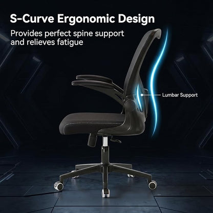 Ergonomic Office Desk Chair, 90°-125° Tilt Back Home Desk Chair with 360° Swivel & Mute Wheels, High Back Mesh Computer Chair for Adults with Lumbar Support, 330 LBS Capacity (01Black)