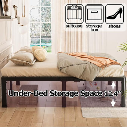 Bilily 14 inch King Bed Frame Metal Platform with Round Corner Legs,3500 LBS Heavy Duty Steel Slats Support,Headboard Compatible,No Box Spring Needed,Easy Assembly,Mattress Retainer,Underbed Storage