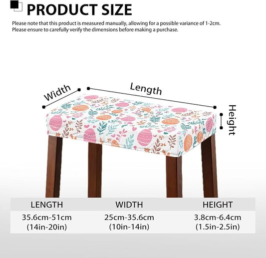 Easter Colorful Eggs Bar Stool Seat Covers Rectangle Stool Covers 2pcs Bench Covers Slipcover Rectangle Stretch Counter Height Bar Stools Slipcovers Counter Stool Covers Saddle Seat Cover