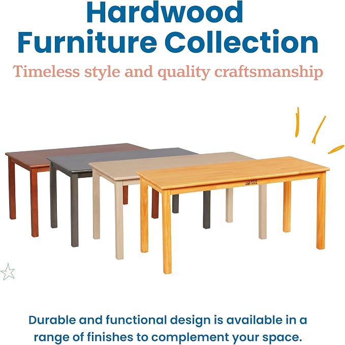 ECR4Kids 24in x 48in Rectangular Hardwood Table with 22in Legs, Kids Furniture, Honey