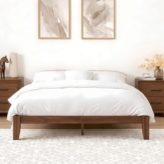 Softa Mikor Queen Japanese Joinery Bed Frame, Solid Rubberwood, 1500 Lbs Heavy Duty Slats Support, SGS Certified, 15-Min No-Tool Assembly, Noise-Free, Under-Bed Storage, No Box Spring Needed