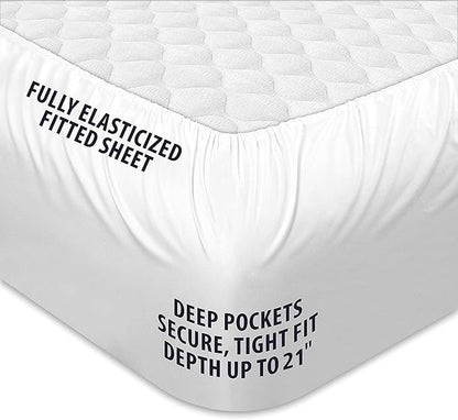 COONP Full XL Mattress Topper, Extra Thick Pillowtop, Cooling Plush Mattress Pad Cover Cotton Top Bed Topper Protector with 8-21 Inch Deep Pocket