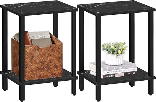 TUTOTAK End Table, Set of 2, Side Table, Nightstand, 2-Tier Storage Shelf, Sofa Table for Small Space, Living Room, Bed Room TB01BMK035