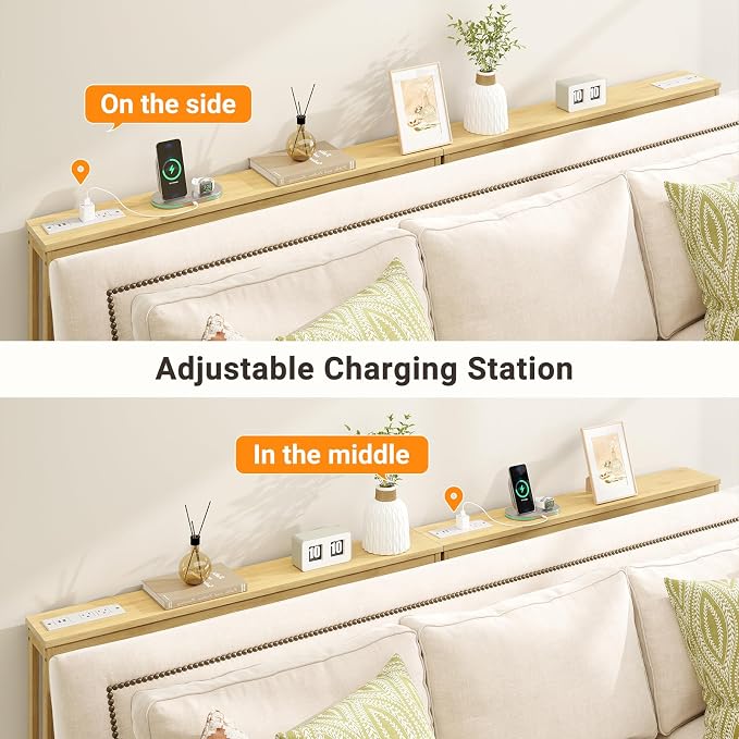 ELYKEN Bamboo Narrow Console Table with Charging Station, 2 Pack Slim Sofa Table Behind Couch, Entryway Table with Outlets for Living Room, Hallway, 5.9 x 39.4 x 31.1in, Natural