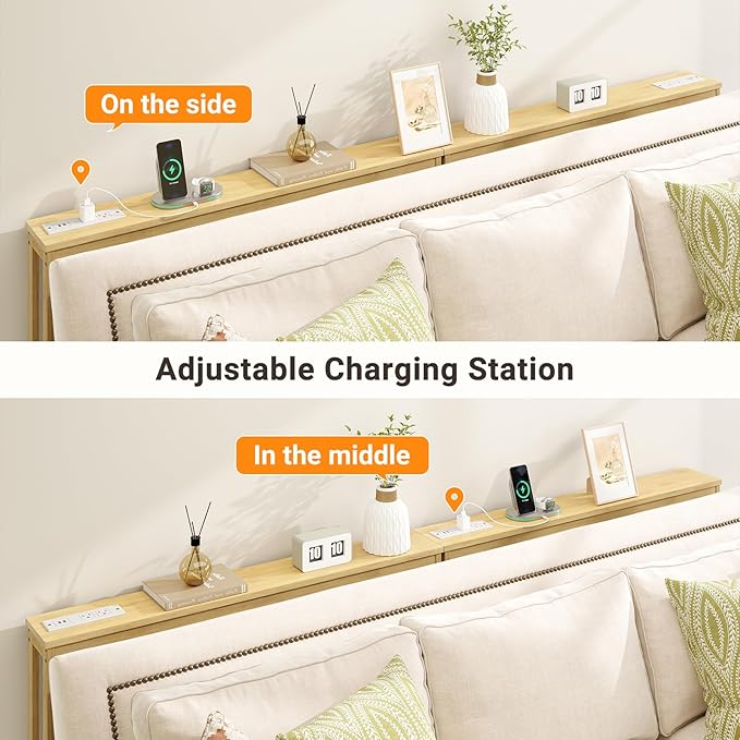 ELYKEN Bamboo Narrow Console Table with Charging Station, Slim Sofa Table Behind Couch, Entryway Table with Outlets for Living Room, Hallway, 5.9 x 39.4 x 31.1in, Natural