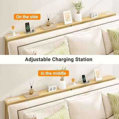ELYKEN Bamboo Narrow Console Table with Charging Station, Slim Sofa Table Behind Couch, Entryway Table with Outlets for Living Room, Hallway, 5.9 x 39.4 x 31.1in, Natural