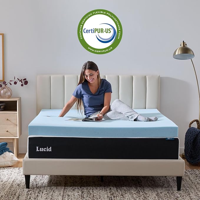 Lucid® 4” Cooling Gel Memory Foam Mattress Topper – CertiPUR-US®