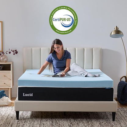 Lucid® 4” Cooling Gel Memory Foam Mattress Topper – CertiPUR-US®