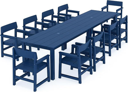 Jocoevol 12 Piece Patio Dining Set for 10 Person HIPS Outdoor Dining Sets with Umbrella Hole Tables and Chairs Furniture Set All Weather Proof for Garden, Backyard, Poolside