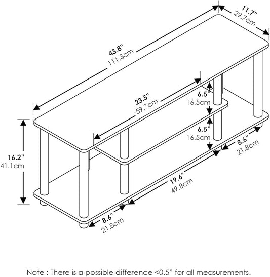Furinno Turn-N-Tube No Tools 3D 3-Tier Entertainment TV Stand up to 50 inch TV, Round Tubes, Walnut