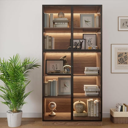 Bobve Farmhouse Pantry Cabinet Set of 3,Buffet Cabinet,Tall Kitchen Hutch with Partitions/6 Drawers/Glass Door,Suitable for Kitchens,Dining Rooms