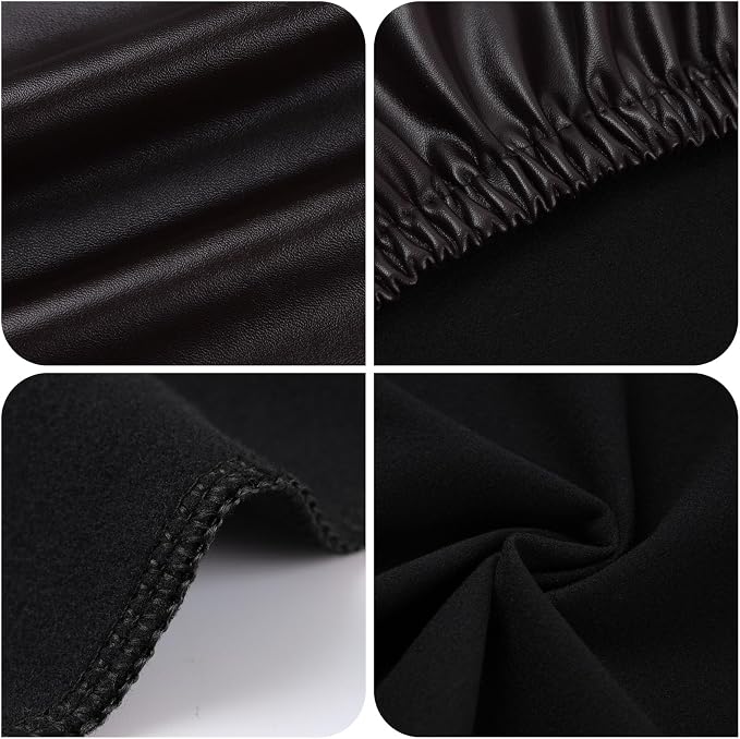YISUN Stool Covers Rectangle - 2 Pack Stretch Oilproof Waterproof PU High Chair Cover Vanity Stool Cover Pub Counter Bar Stool Covers Saddle Seat Cover with Elastic Bands