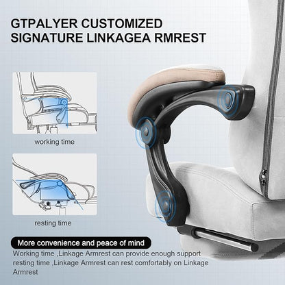 GTPLAYER Gaming Chair, Computer Office Chair with Pocket Spring Cushion, Linkage Armrests and Footrest, High Back Ergonomic Computer Chair with Lumbar Support Task Chair with Footrest