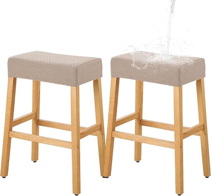 YISUN Stool Covers Rectangle - 2 Pack Stretch Waterproof Saddle Seat Cover Counter Bar Stools Bar Chairs Covers Kitchen Island Chairs Cushion Protector