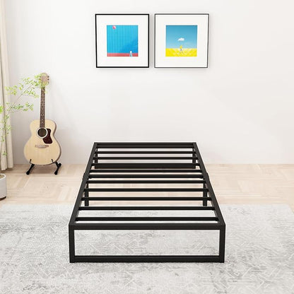Lutown-Teen 8 Inch Twin Bed Frames Heavy Duty Metal Twin Platform Bed Frame No Box Spring Needed, Noise Free, Easy Assembly, Black