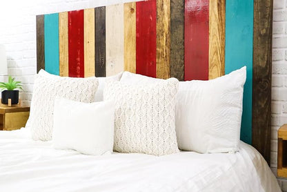Barn Walls Sugar Mix Signature Design, Multicolored Solid Wood Headboard, Floating Panels, Wall Mount, Adjustable Height, Easy Assembly, King Size