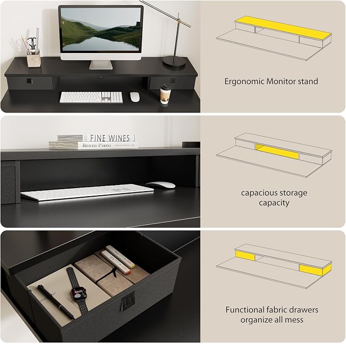 Agilestic 63 x 24 Inches Electric Standing Desk with 2 Storage Drawers, Stand Up Desk Adjustable Height, Sit and Stand Computer Table with Splice Board, White
