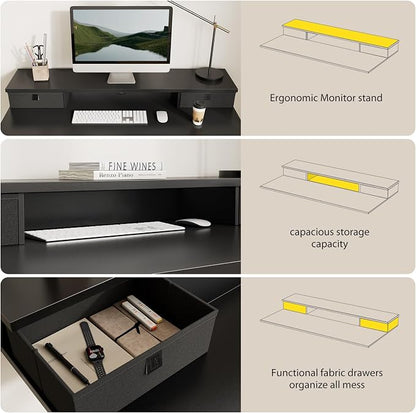 Agilestic 63 x 24 Inches Electric Standing Desk with 2 Storage Drawers, Stand Up Desk Adjustable Height, Sit and Stand Computer Table with Splice Board, White