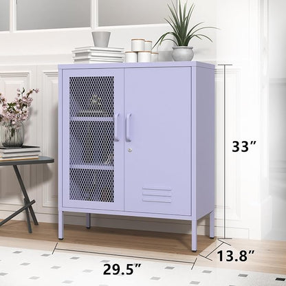 Purple Metal Locker CabinetsMetal Locker Storage Cabinet with Mesh Doors and Adjustable Shelves Coffee Bar Cabinet,Kitchen Pantry Storage Cabinets for Home, Office, Entryway and Hallway ﻿