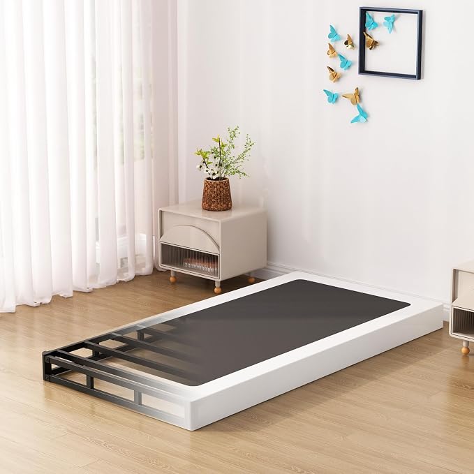 Upcanso Twin Box Spring Bed Base 6 Inch, Low Profile Metal Boxspring Twin with Fabric Cover, 2000 Lbs Max Weight Capacity Mattress Foundation, Noise-Free, Easy Assembly