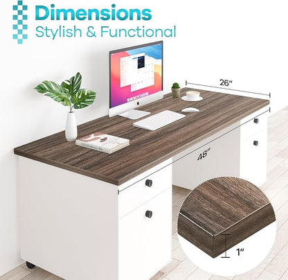 Kaboon 48x26 inches Tabletop, Solid One-Piece Desktop for Sit Stand Desk, Double Desks, L Desk DIY,Wood Countertop Home or Commercial Use,1 inch Thick,Eucalyptus/Rustic Wood,26" D x 48" W