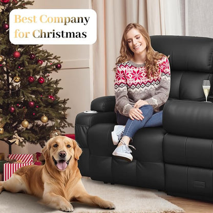 Loveseat Recliner, 3 Seater Massage Reclining Sofa Sets Heavy Weight Capacity, RV Loveseat Couch Clearance with Drop Down Table, Storage, Cup Holders, Wall Hugger Reclining Couch for Living Room